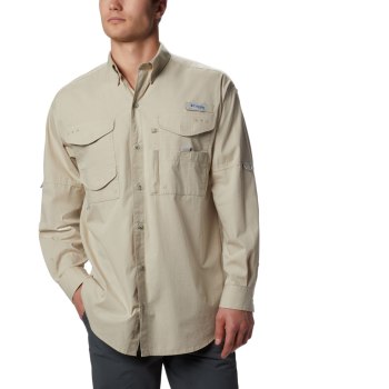 Columbia Overhemd Heren, PFG Bonehead Long Sleeve Khaki, 18MKUSLFA